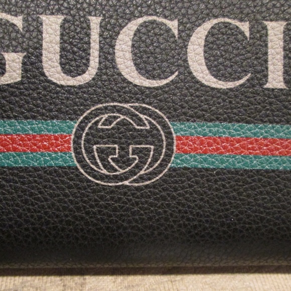 new GUCCI LOGO Black women's  LEATHER Zip Around Wallet w/ plenty of compartment - Picture 6 of 15